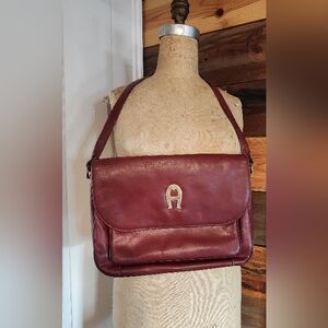 Vintage Etienne Aigner Burgundy Leather Shoulder Bag
